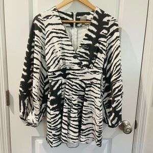 ASOS White Tiger Print Dress with Full Sleeve
